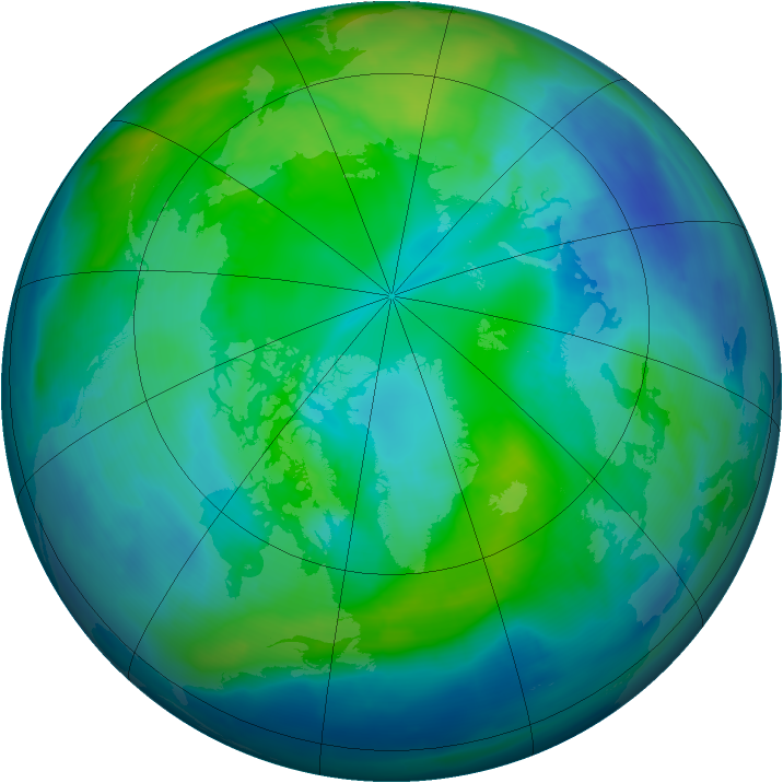 Arctic ozone map for 18 October 2009